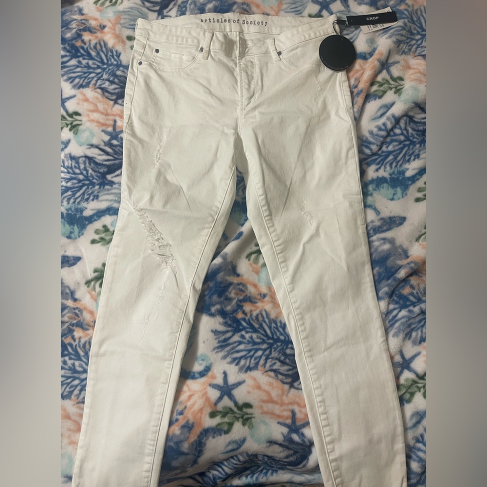 Articles Of Society White Crop Jeans